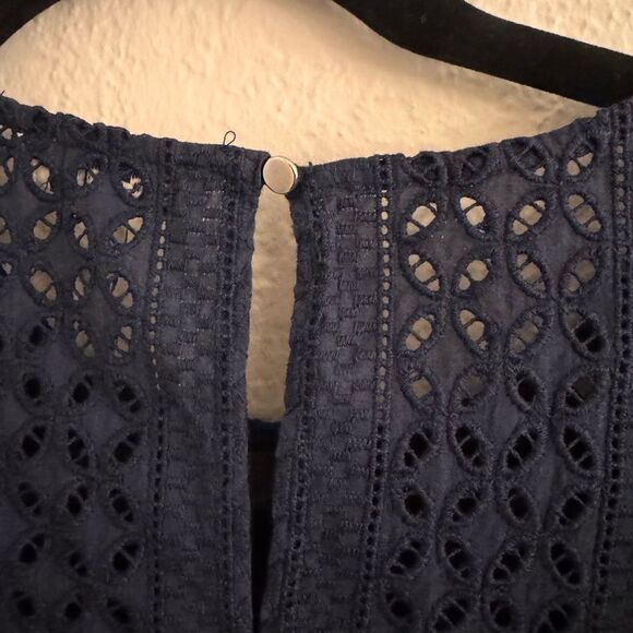 Ella Moss Blue Puff Sleeve Blouse with Bib Collar - Picture 6 of 8